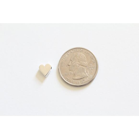 Sterling Silver Tiny Heart Bead Charm, Small Heart Bead Charm, Simple Heart - Picture 3 of 3